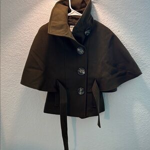 Kensie Dark Brown Cape Coat